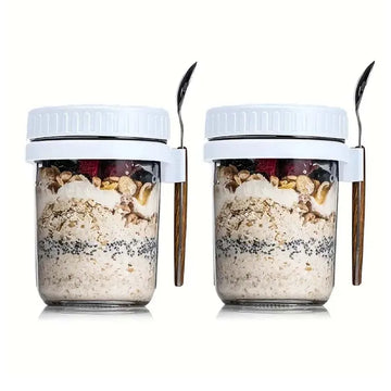 Oats Container with Lid and Spoon